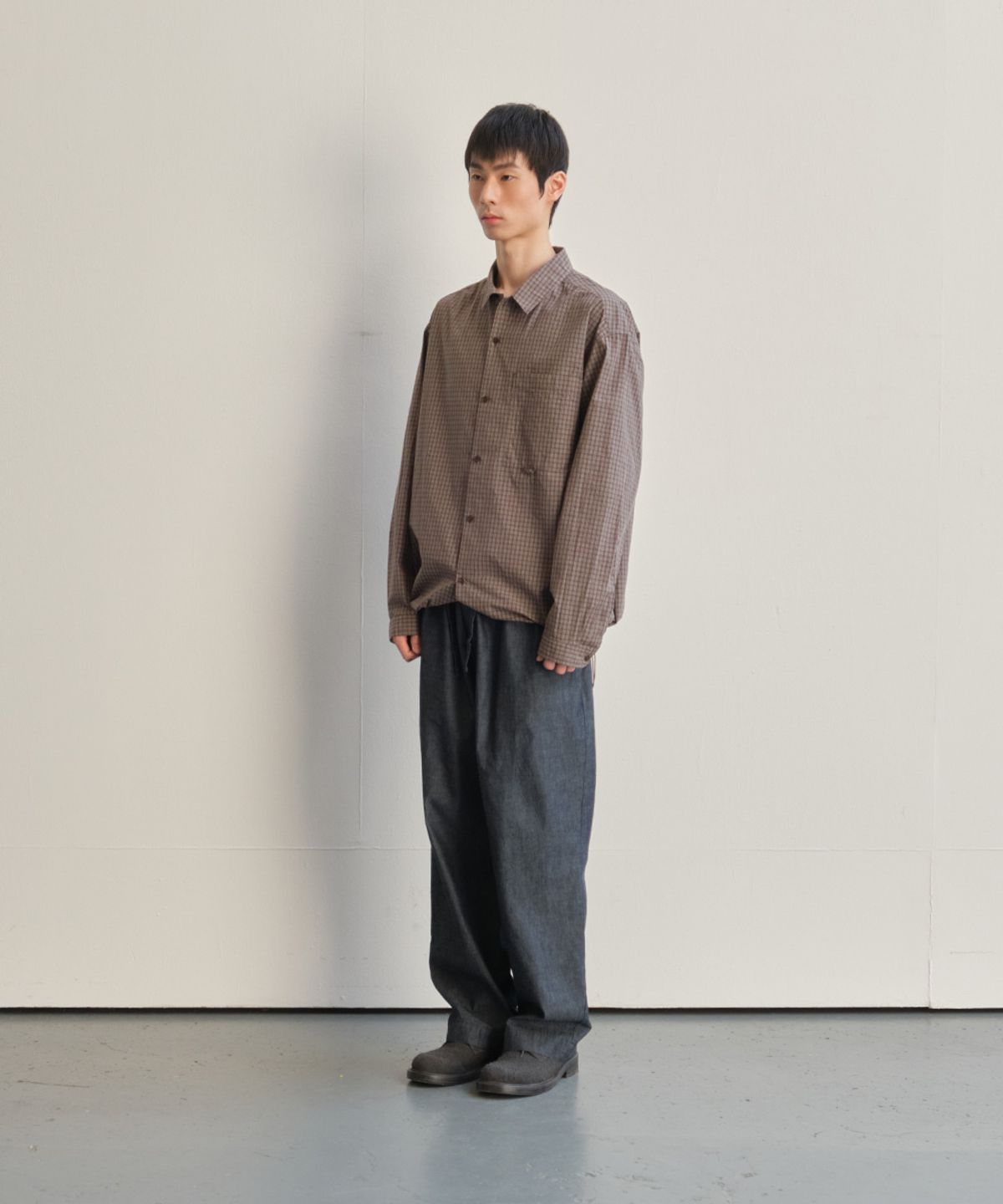 홀리선(HORLISUN) Ripple Typewriter Shirt Jacket Brown