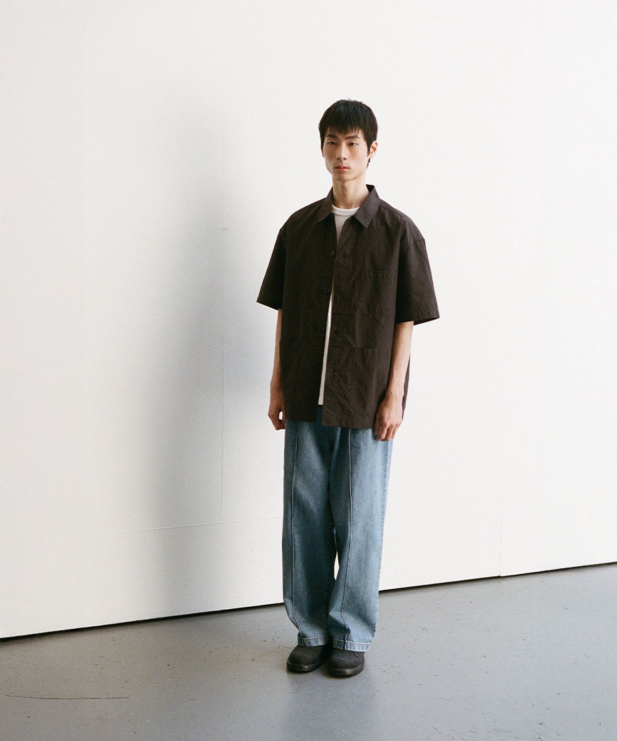 홀리선(HORLISUN) Joshua Small Check Shirt Jacket Brown