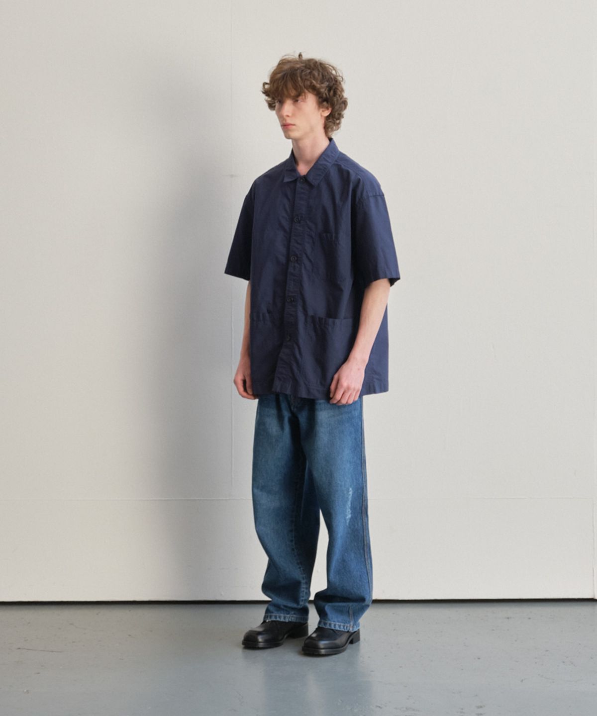홀리선(HORLISUN) Joshua Small Check Shirt Jacket Navy