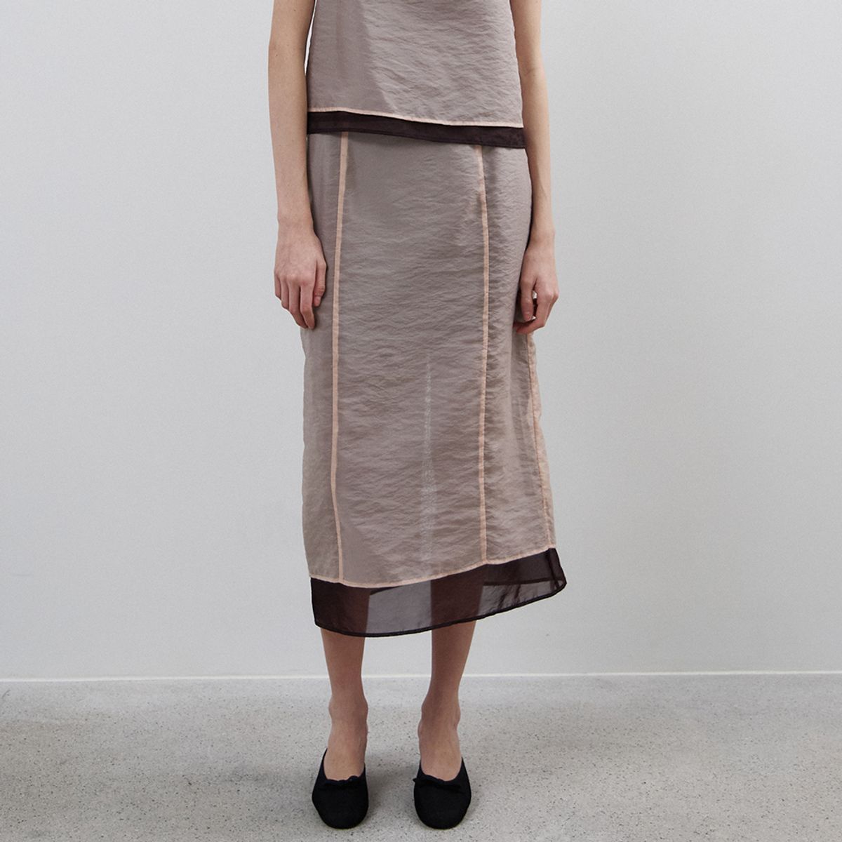 노우드(NOEUD) Sheer Layered Skirt(PINK)
