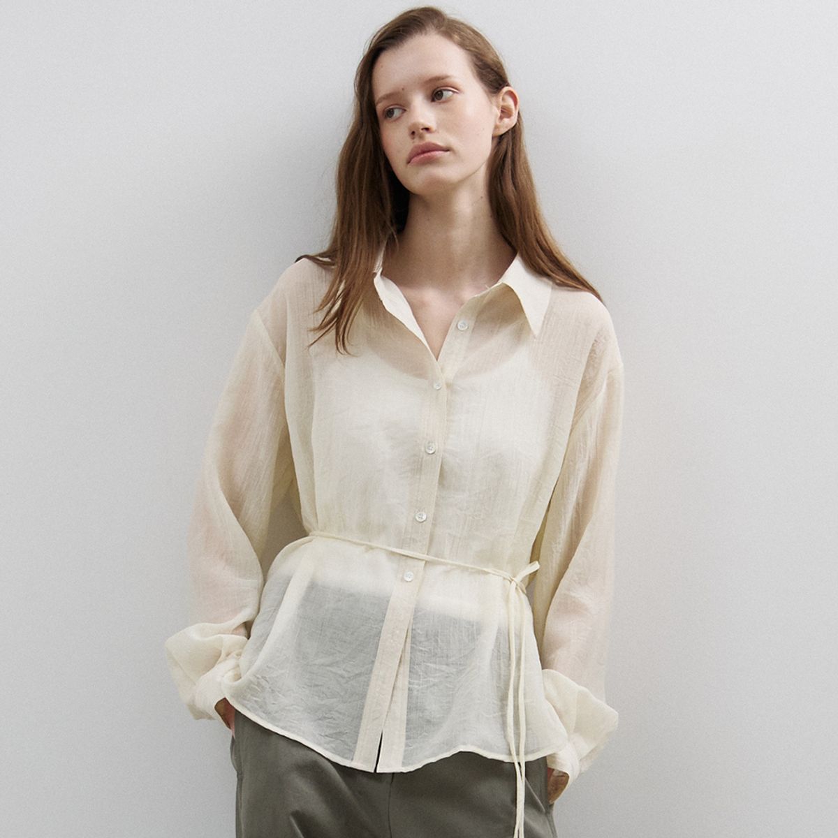 노우드(NOEUD) Multi-way Wrinkle Shirt(CREAM)