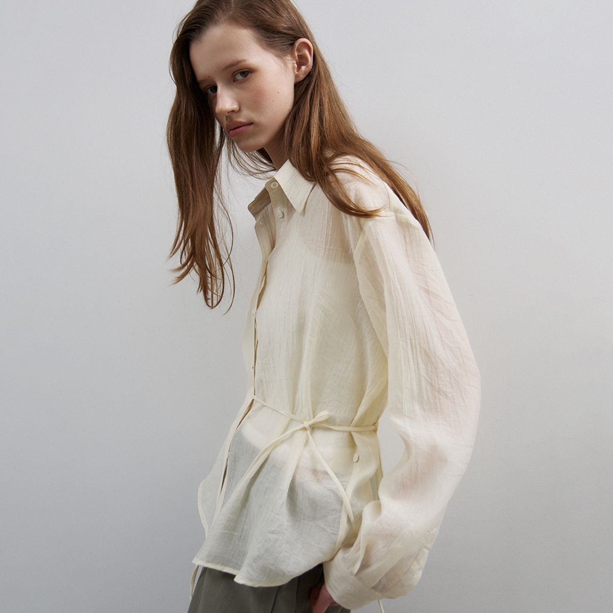 노우드(NOEUD) Multi-way Wrinkle Shirt(CREAM)
