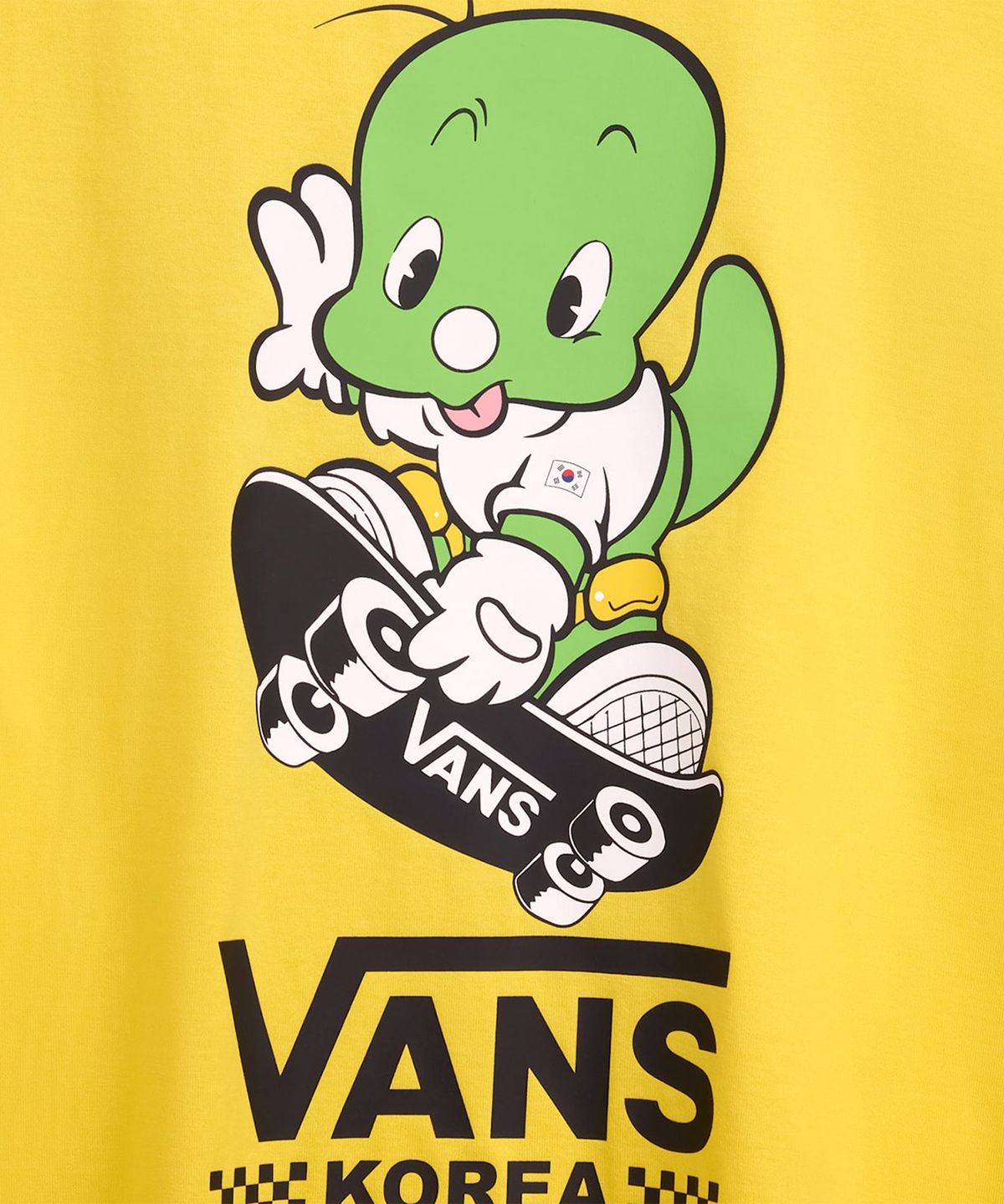 반스(VANS) 둘리 코리아 크루 반소매 티셔츠 - 스페이스 엘로우 / VN0012PUFSH1