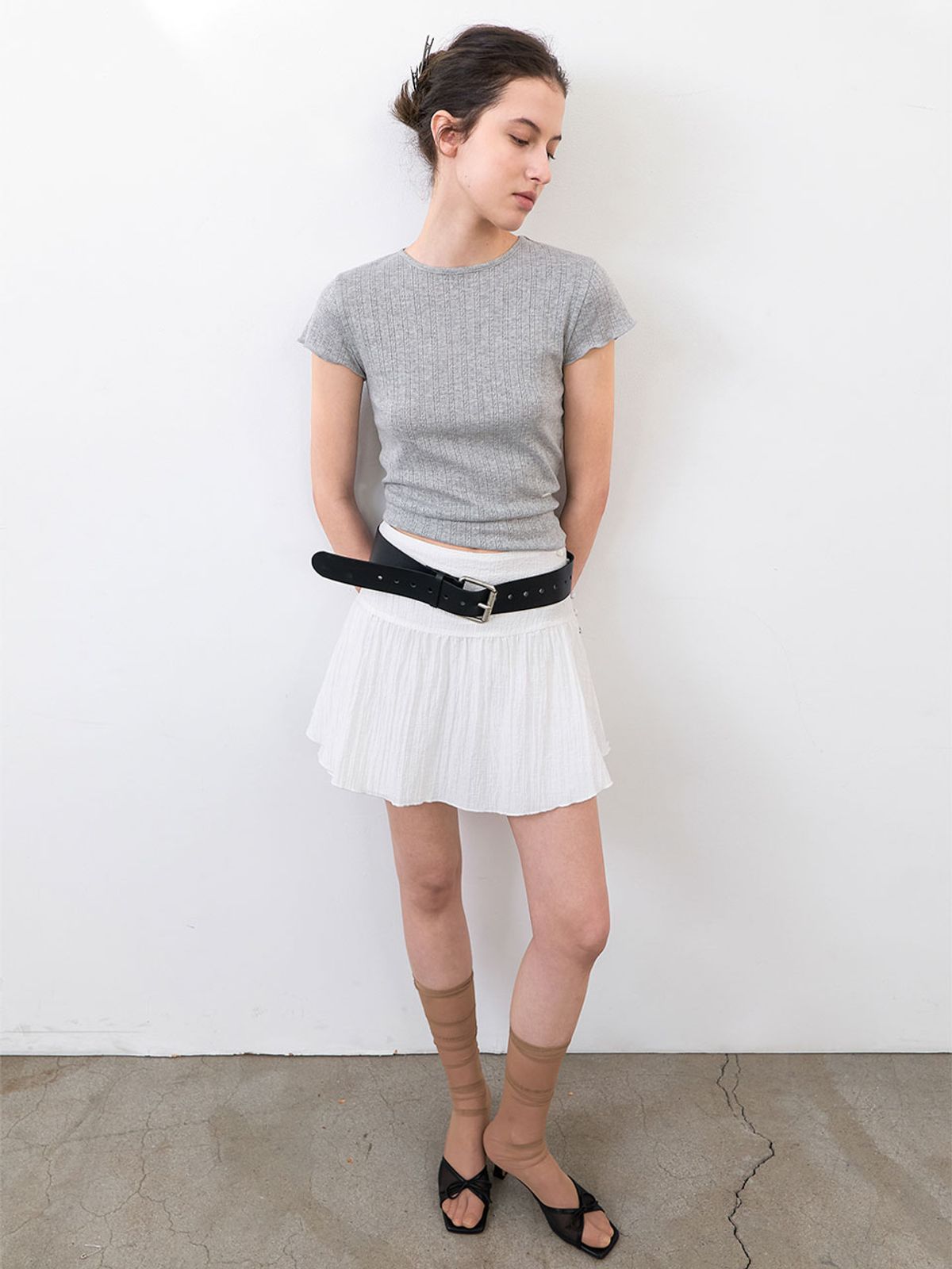 아틀리에 나인(ATELIER NAIN) BALLON SEERSUCKER MINI PANTS SKIRT (SK-5100)