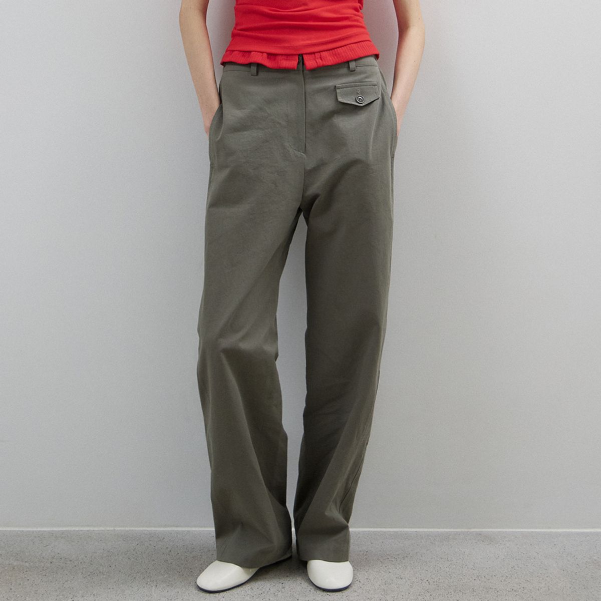 노우드(NOEUD) Textured Herringbone Pants(KHAKI)
