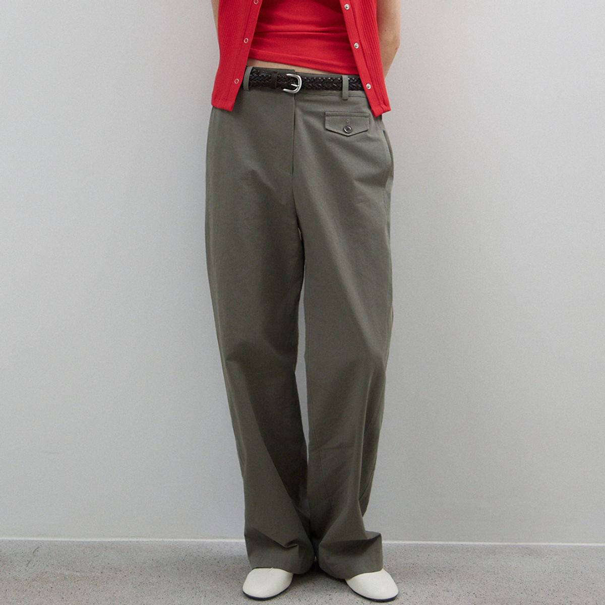 노우드(NOEUD) Textured Herringbone Pants(KHAKI)