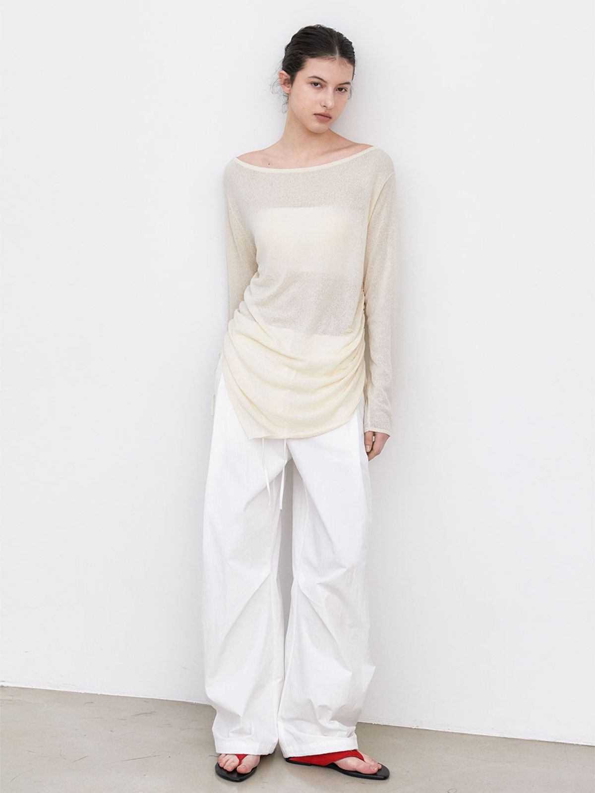 아틀리에 나인(ATELIER NAIN) STRING SHIRRING COVER UP KNIT (T-7253)