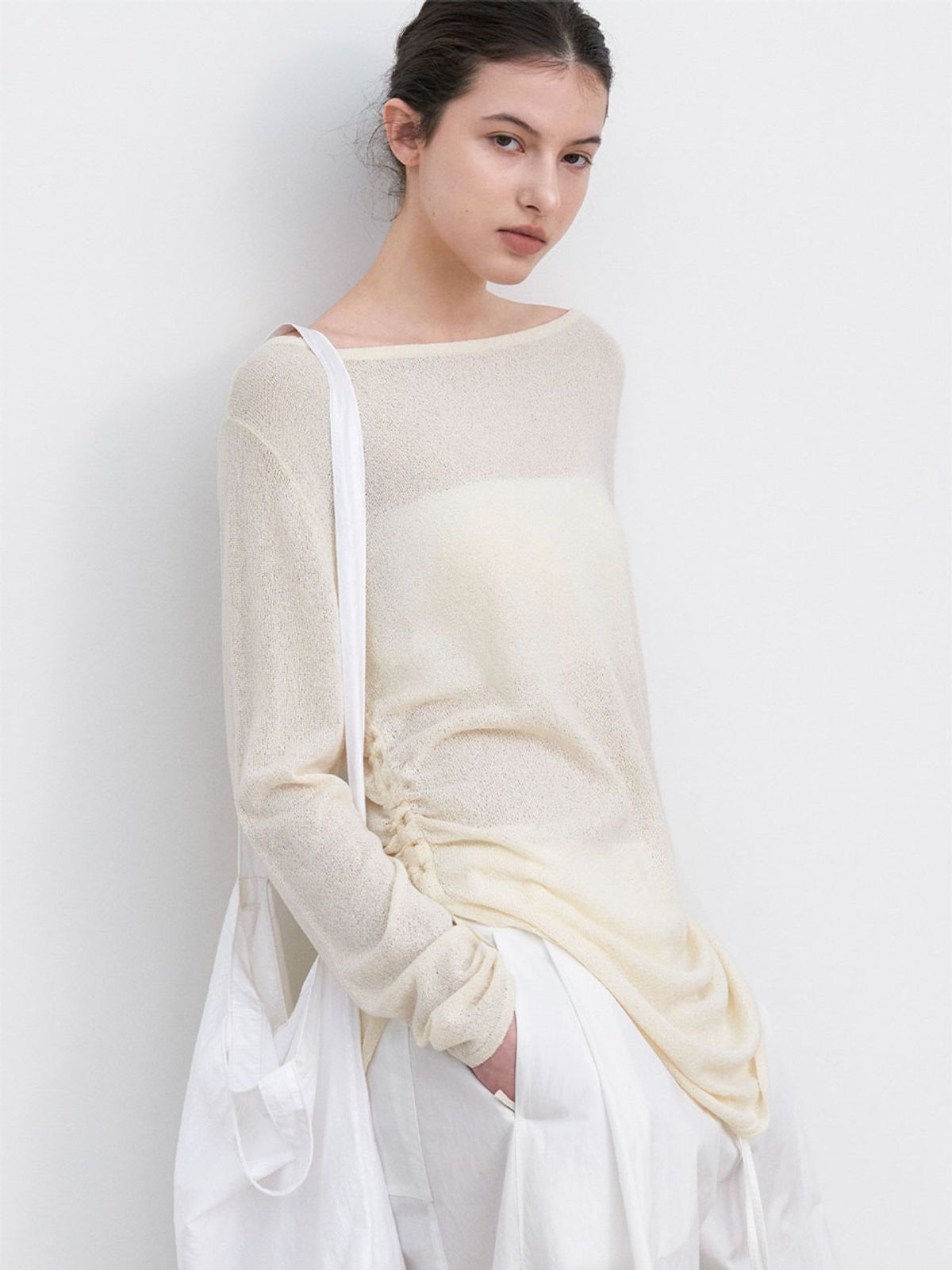 아틀리에 나인(ATELIER NAIN) STRING SHIRRING COVER UP KNIT (T-7253)