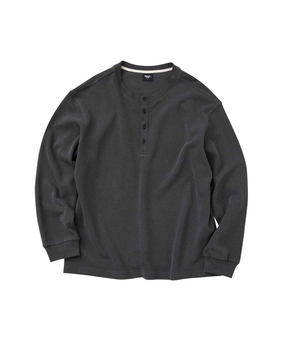 더블유엠씨(WMC) 헨리넥 와플 롱슬리브_CHARCOAL GREY