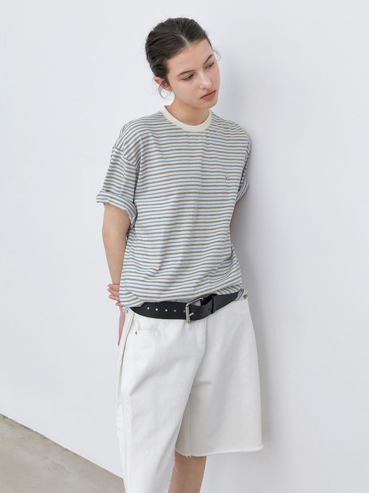 아틀리에 나인(ATELIER NAIN) MULTI STRIPE BOXY TEE (T-7216)