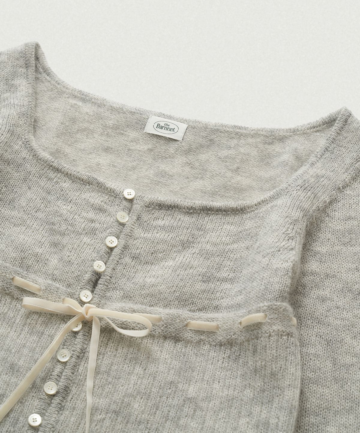 더바넷(THEBARNNET) Velin Tie Mohair Knit Cardigan_Light Grey