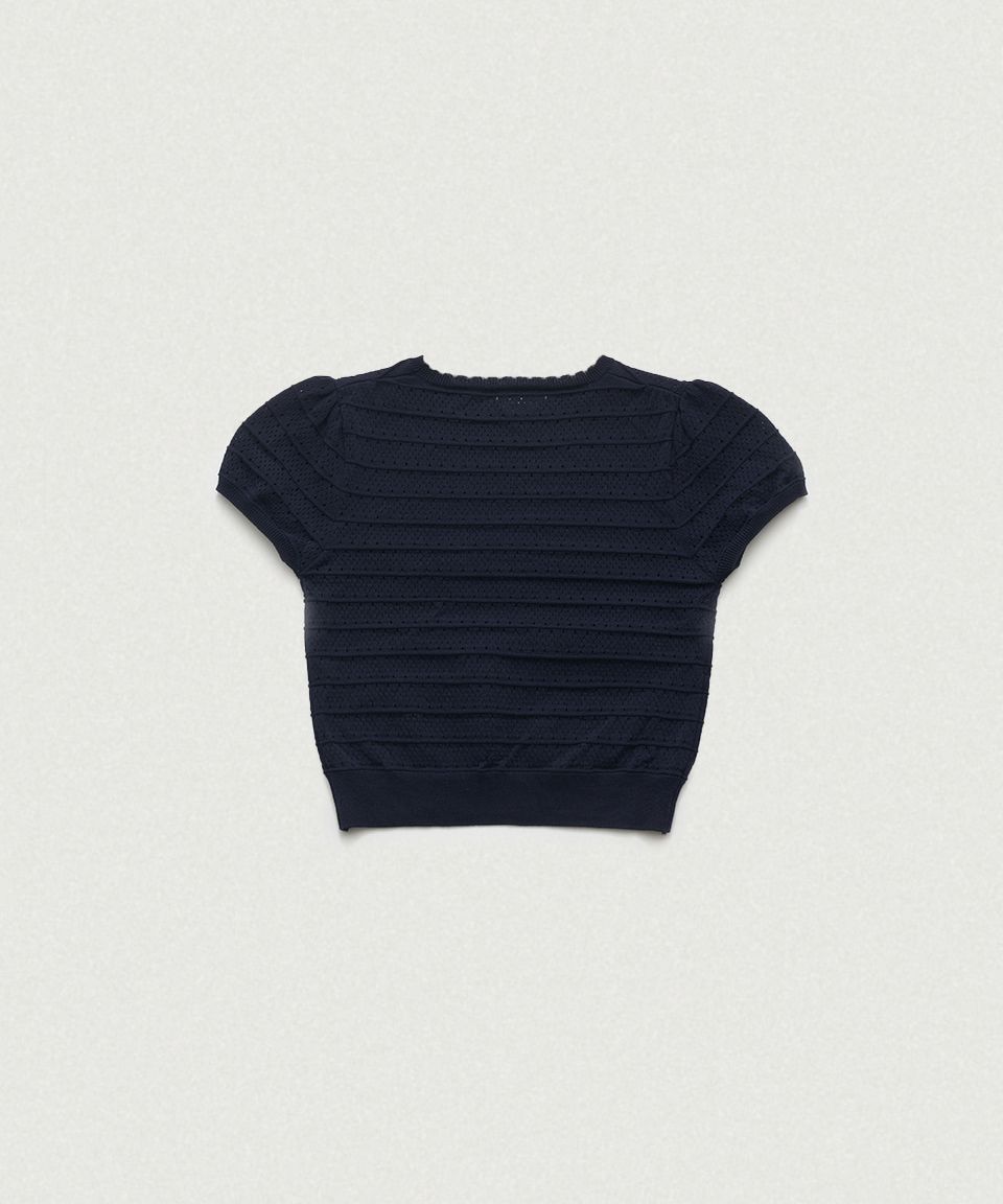 더바넷(THEBARNNET) Helen Logo Jacquard Knit Top_Navy - 사이즈