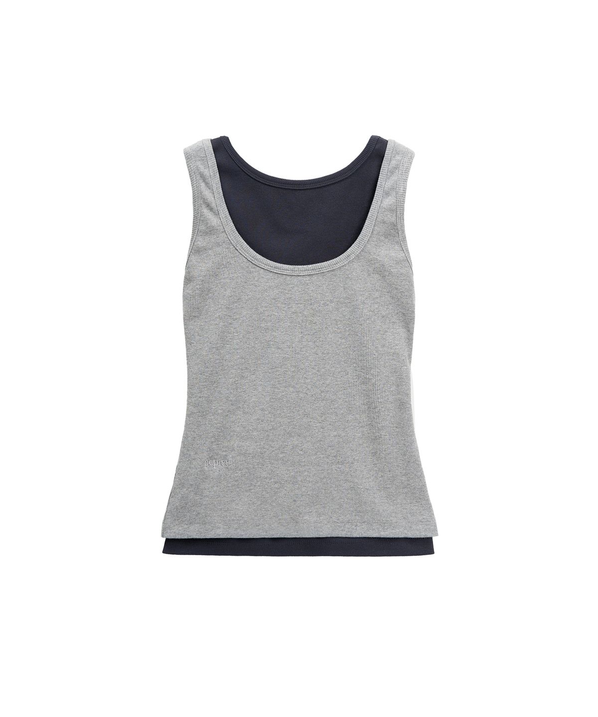 페플리(PEPLEE) [Set] Layered Cross Sleeveless Top (Navy/Grey)