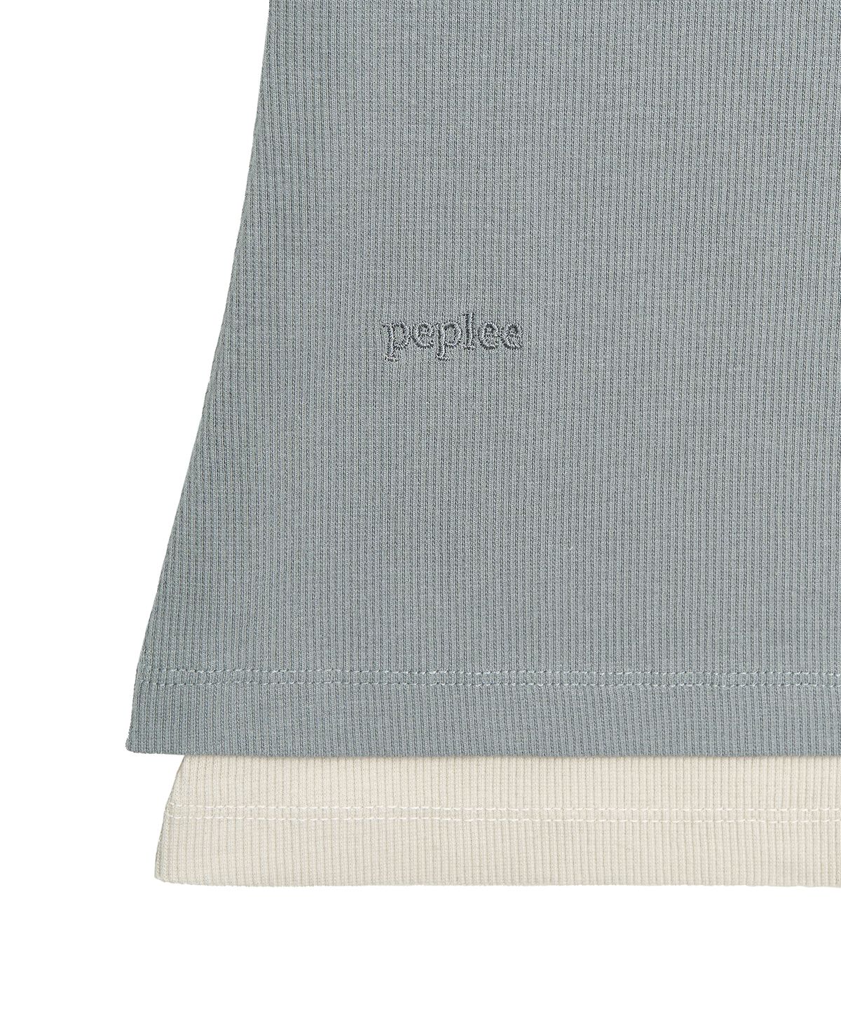 페플리(PEPLEE) [Set] Layered Cross Sleeveless Top (Sand/Blue)