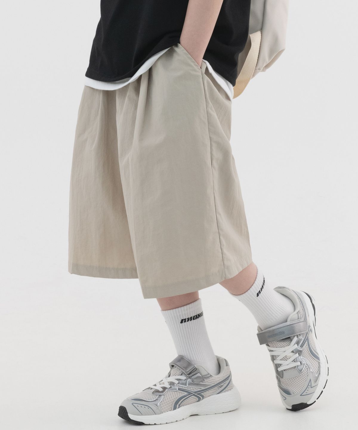 피아네르 키즈(PIANER KIDS) [2 PACK] 나일론 투턱 와이드 하프팬츠 (3color)