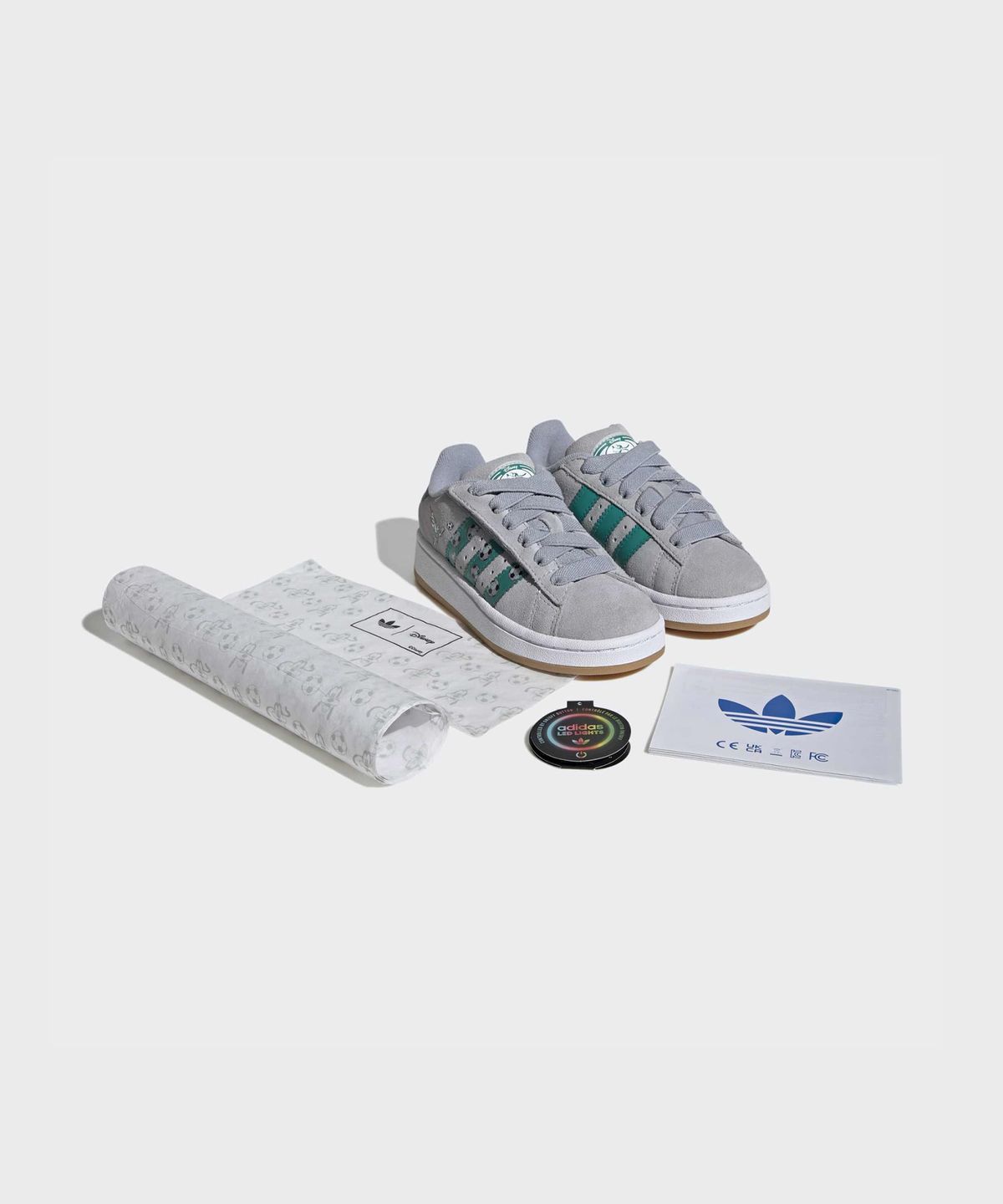 아디다스 키즈(ADIDAS KIDS) 아디다스 X 디즈니 캠퍼스 00s LED 라이트 컴포트 클로저 엘라스틱 레이스 키즈 - 그레이 / IH6398