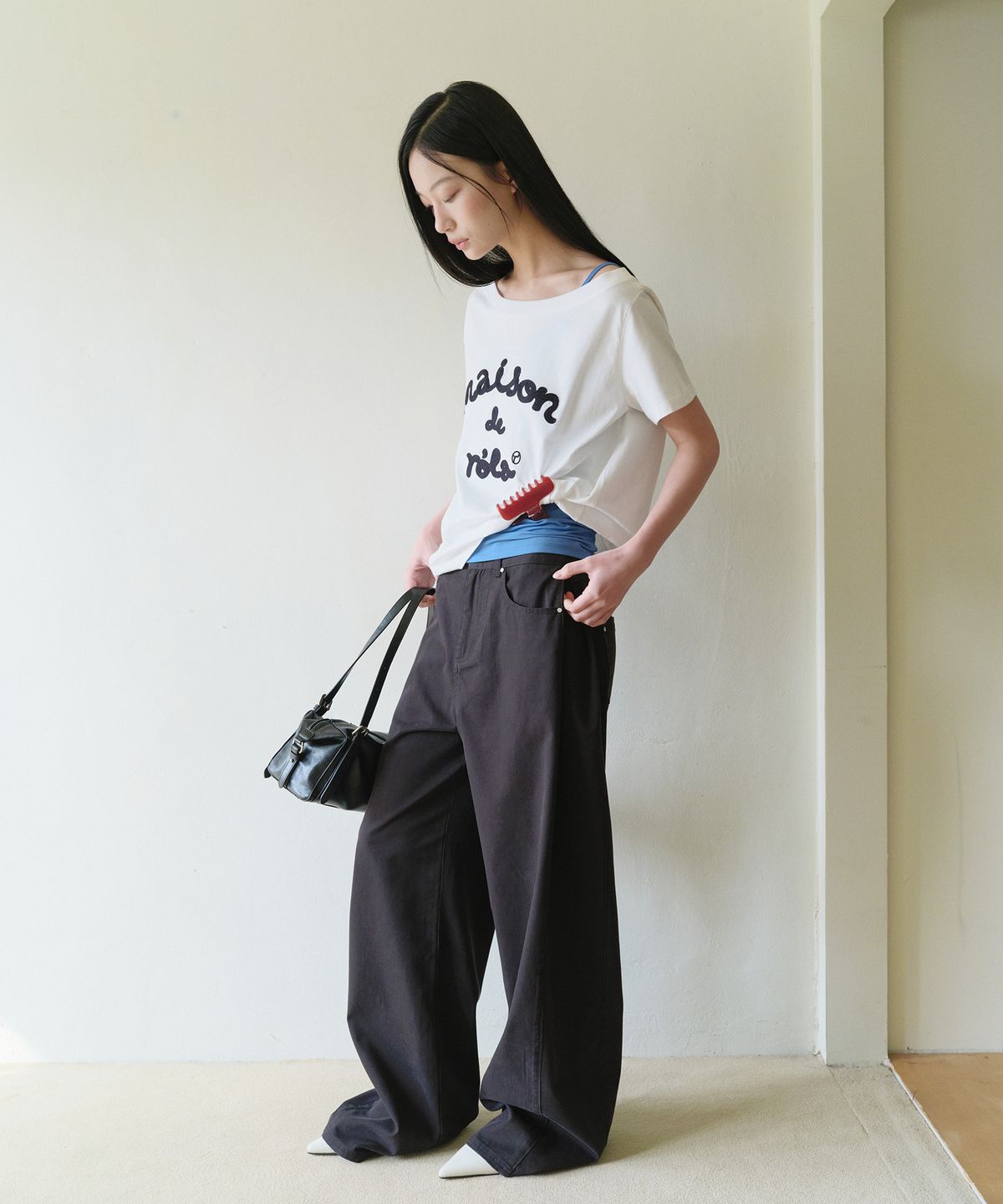 로라로라(ROLAROLA) GARMENT DYING PANTS BLACK