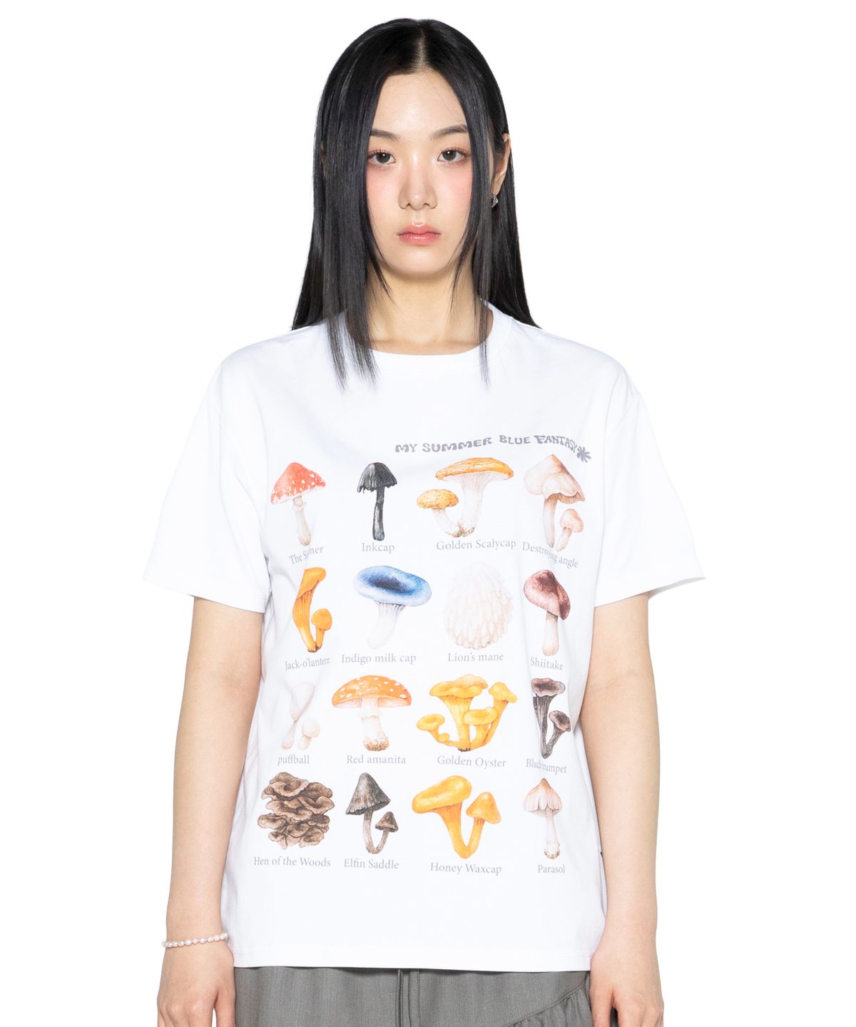 글랙(GLACK) GZT004 머쉬룸 트립 티셔츠 (WHITE)
