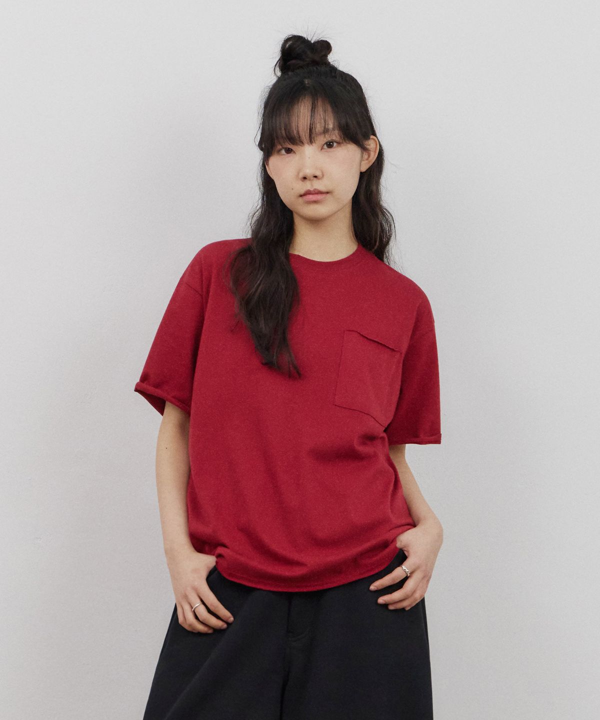 어반스터프(URBANSTOFF) 컷 오프 크롭 박스 티 (레드)