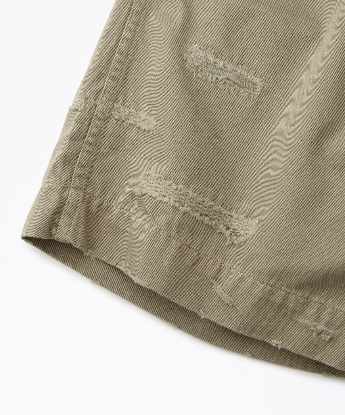 아웃스탠딩(OUTSTANDING) OFFICER CHINO SHORTS_REPAIR KHAKI