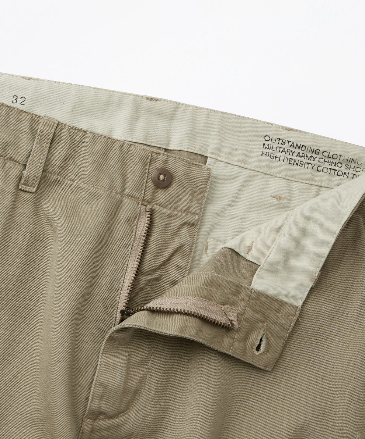 아웃스탠딩(OUTSTANDING) OFFICER CHINO SHORTS_REPAIR KHAKI
