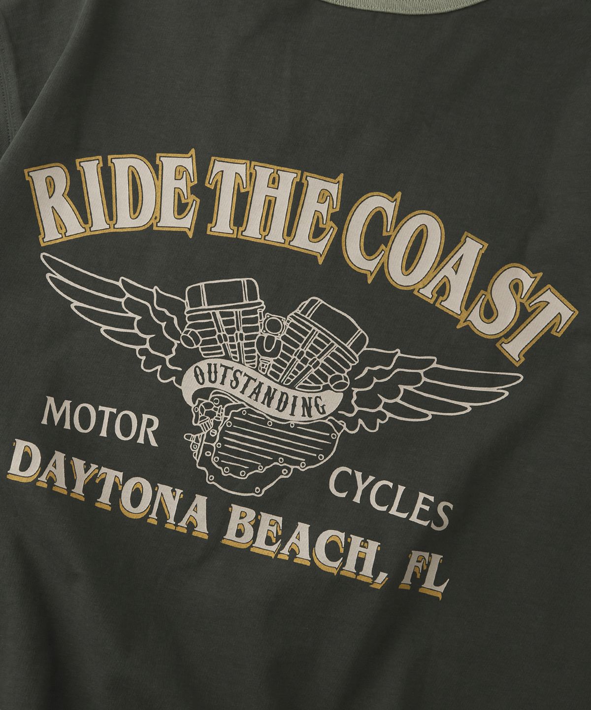 아웃스탠딩(OUTSTANDING) MOT SERIES TEE(RIDE THE COAST)_KHAKI GRAY