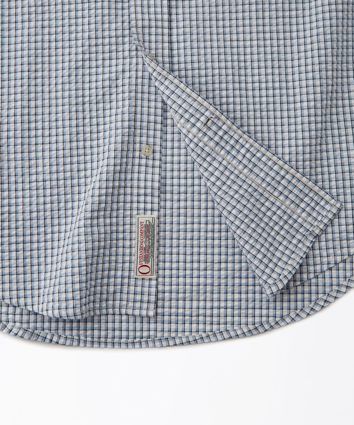 아웃스탠딩(OUTSTANDING) MIGHTY TIGER SEERSUCKER CHECK HALF SHIRT_BLUE CHECK