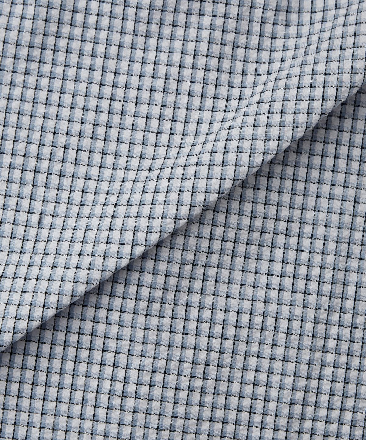 아웃스탠딩(OUTSTANDING) MIGHTY TIGER SEERSUCKER CHECK HALF SHIRT_BLUE CHECK