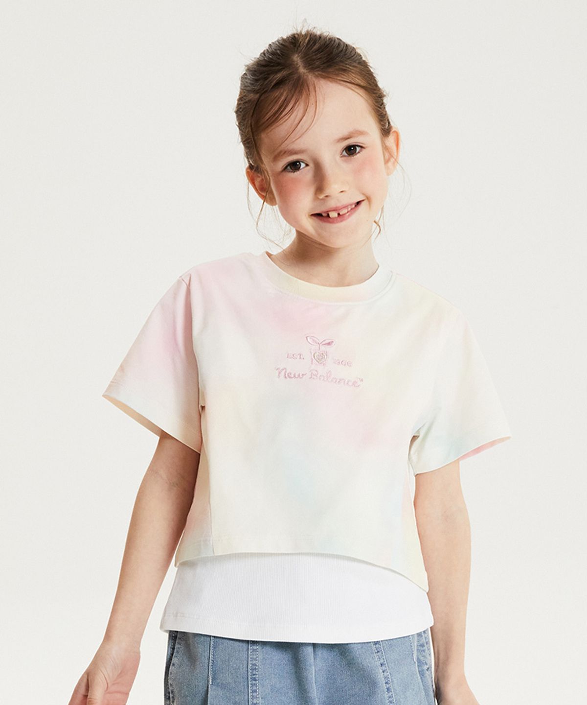 뉴발란스 키즈(NEWBALANCEKIDS) NBgC_아동 여아 타이다잉 레이어드 반팔티 NK9EG2881G39