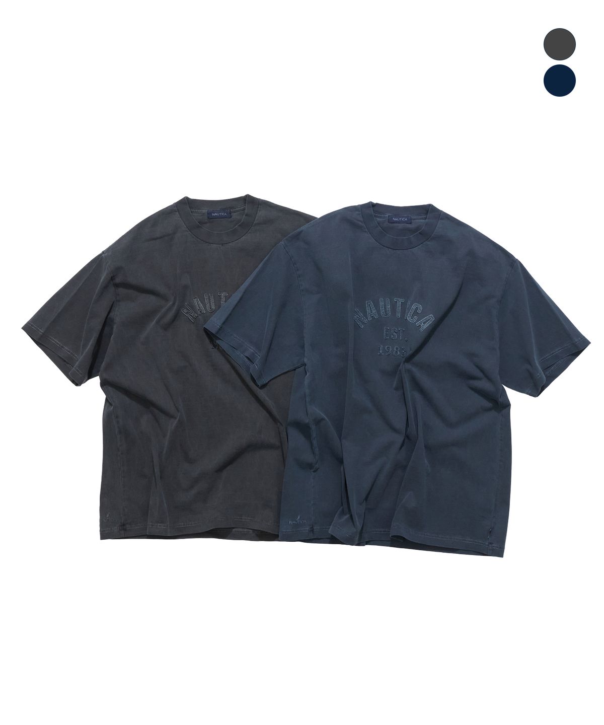 노티카(NAUTICA) 펠트 로고 피그먼트 티셔츠(2colors) JTS5926