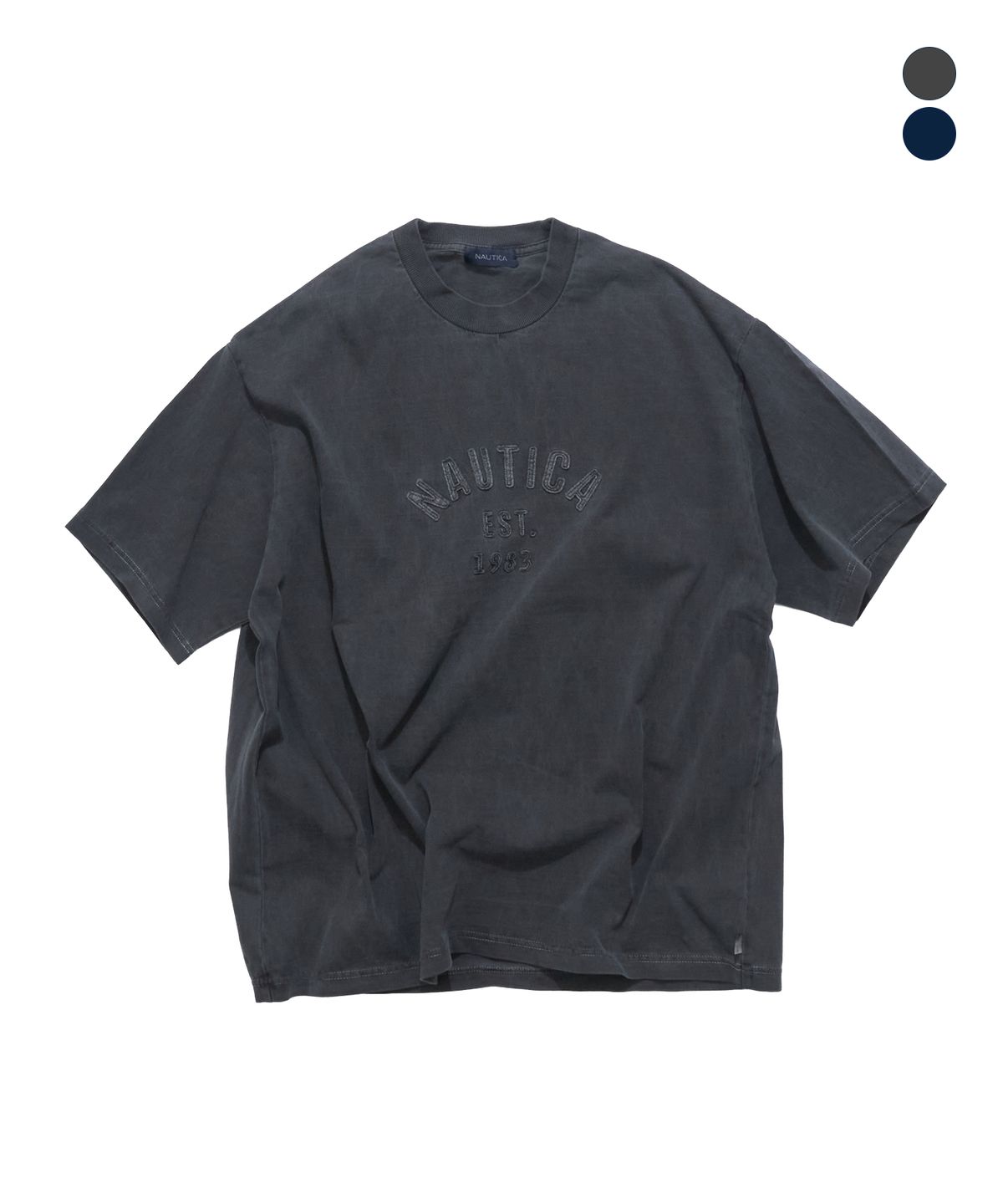 노티카(NAUTICA) 펠트 로고 피그먼트 티셔츠(2colors) JTS5926