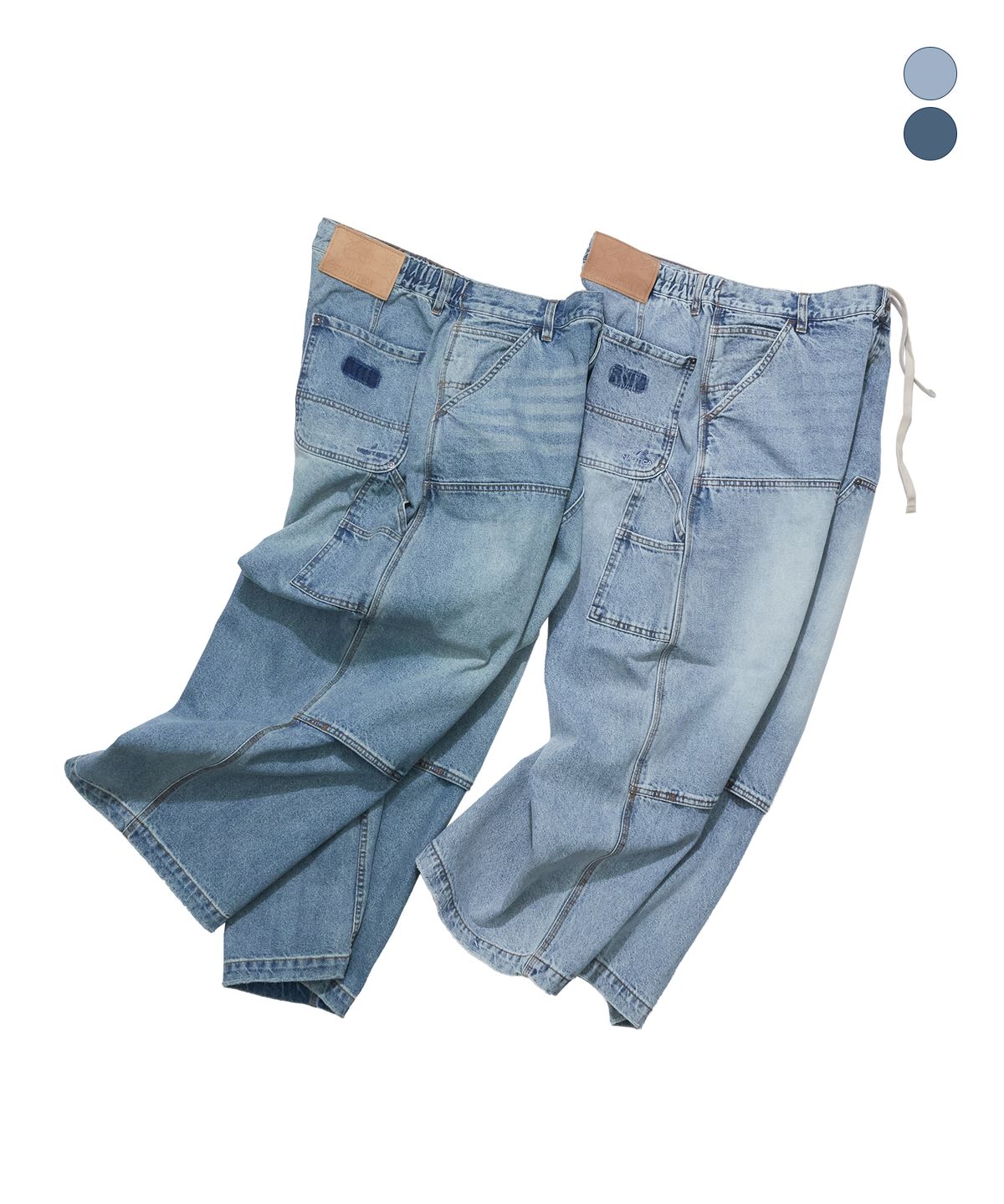 노티카(NAUTICA) 슈퍼 와이드 커브 더블니 페인터 데님 팬츠(2colors) JPL7886