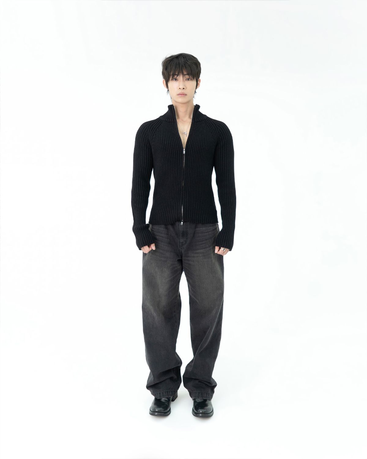포스333(PHOS333) M Straight Fit Denim Pants/Black