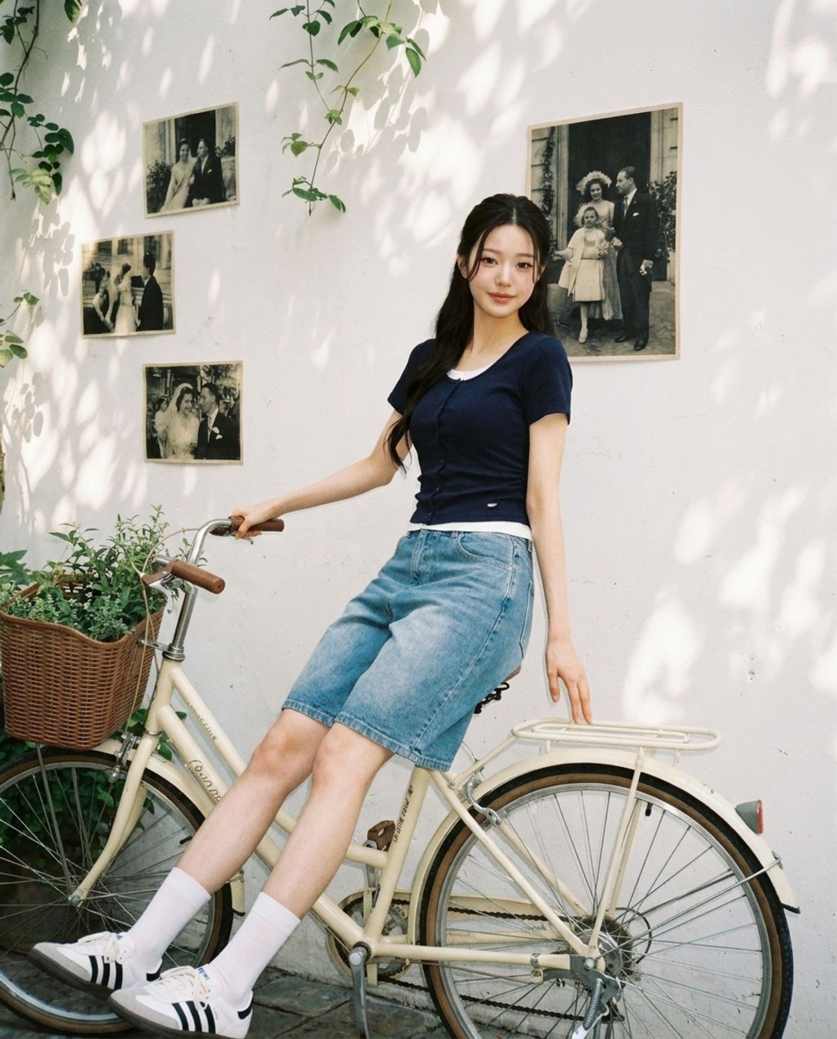 행텐(HANGTEN) 여성 웨일 가디건 레이어드 반팔 티셔츠_276(10570-131-408-69)