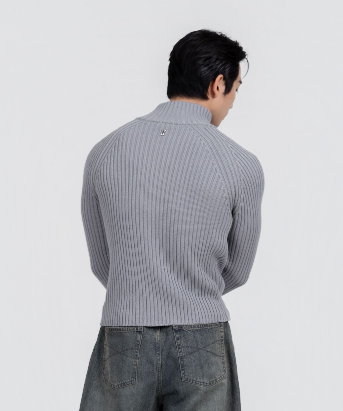 포스333(PHOS333) M Stand Neck Knit Zip-Up/Grey