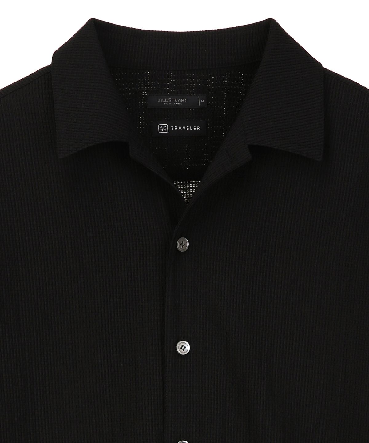 질스튜어트뉴욕 맨(JILLSTUART NEWYORK MEN) 오픈 카라 셋업 긴팔셔츠 - 블랙(JNSH6B385BK)