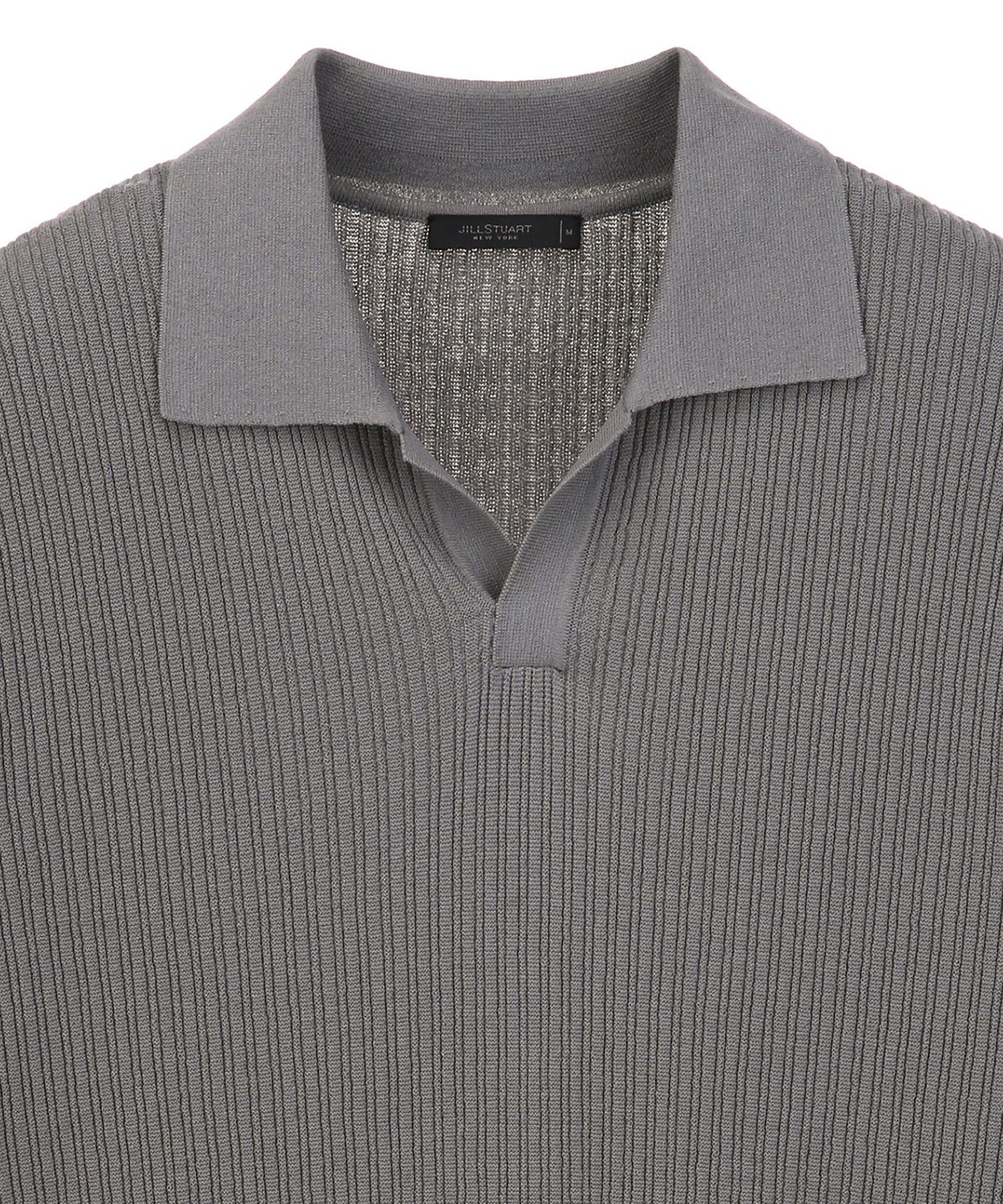 질스튜어트뉴욕 맨(JILLSTUART NEWYORK MEN) 플리츠 오픈카라 니트 - 다크그레이 (JNSW6B602G3)