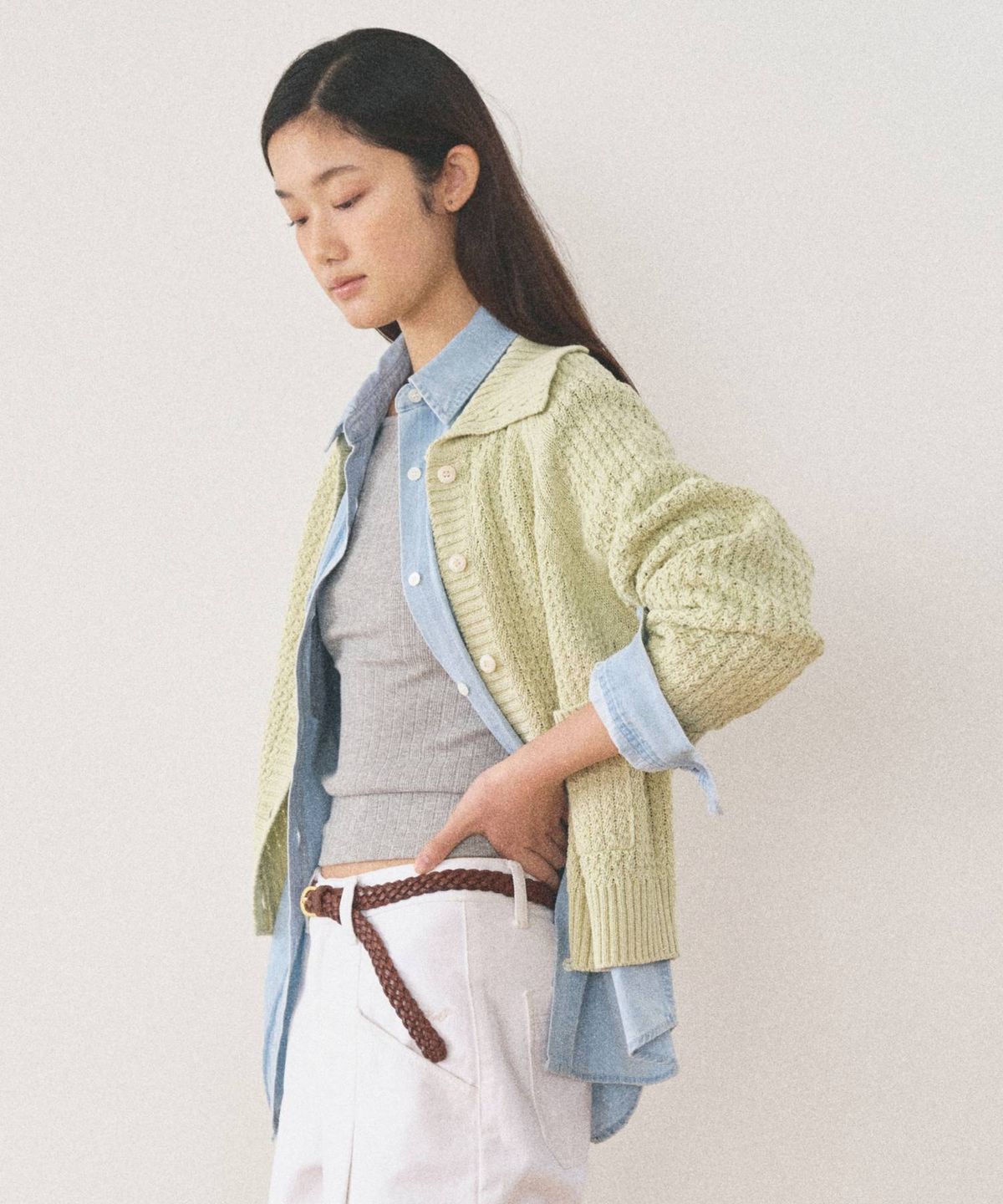 망고매니플리즈(MANGO MANY PLEASE) WEZZY CARDIGAN_LIGHT GREEN