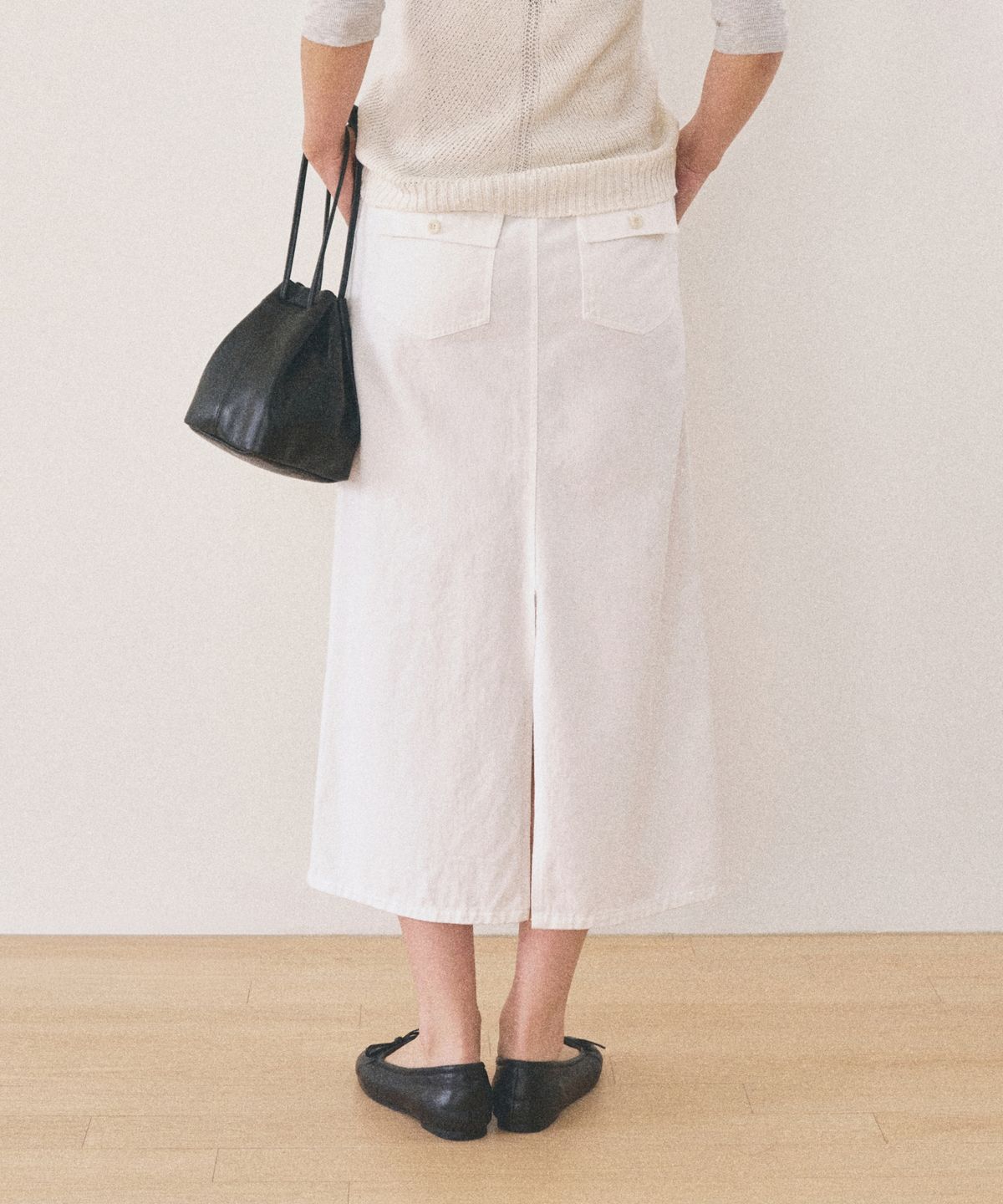 망고매니플리즈(MANGO MANY PLEASE) HEM WASHED SKIRT_IVORY