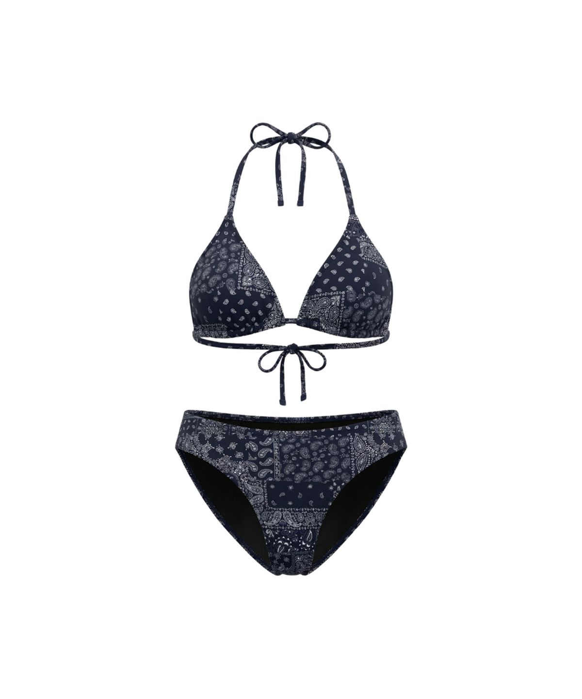 비키니밴더(VIKINI VENDER) 말리부 트라이앵글 비키니 사롱 Set 3pcs - Navy paisely