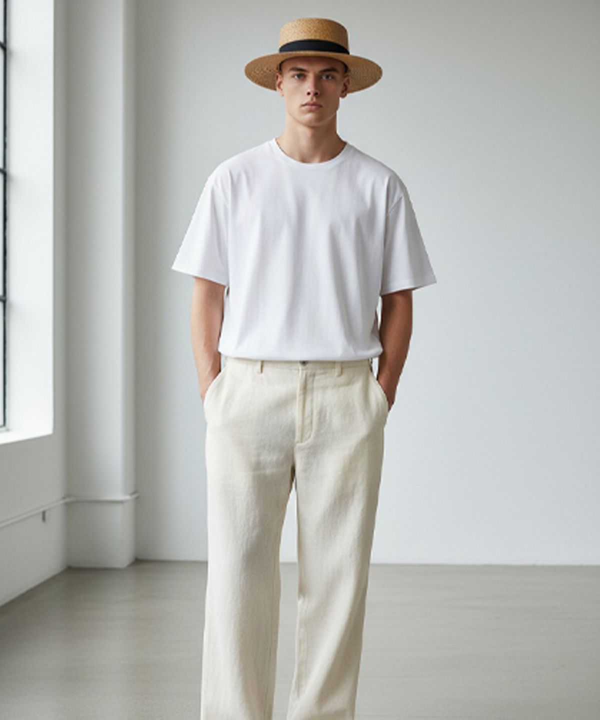 유니버셜 케미스트리(UNIVERSAL CHEMISTRY) Summer Brown Flat Panama Hat 파나마햇