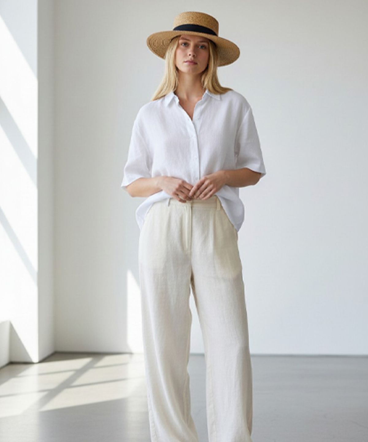 유니버셜 케미스트리(UNIVERSAL CHEMISTRY) Summer Brown Flat Panama Hat 파나마햇