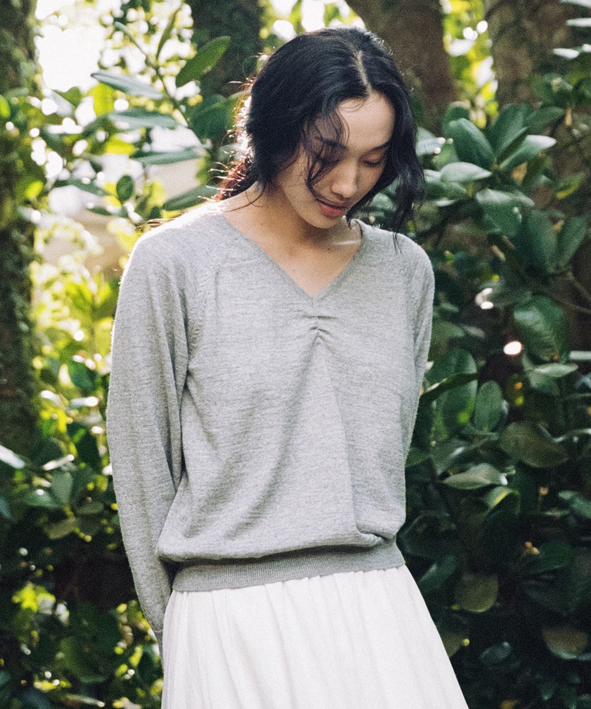 망고매니플리즈(MANGO MANY PLEASE) MARY V NECK KNIT_GREY