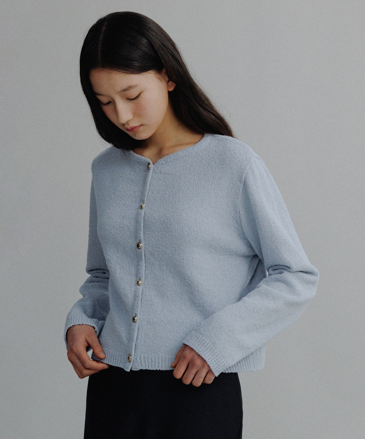 망고매니플리즈(MANGO MANY PLEASE) ERIN BOUCLE CARDIGAN_SKY BLUE