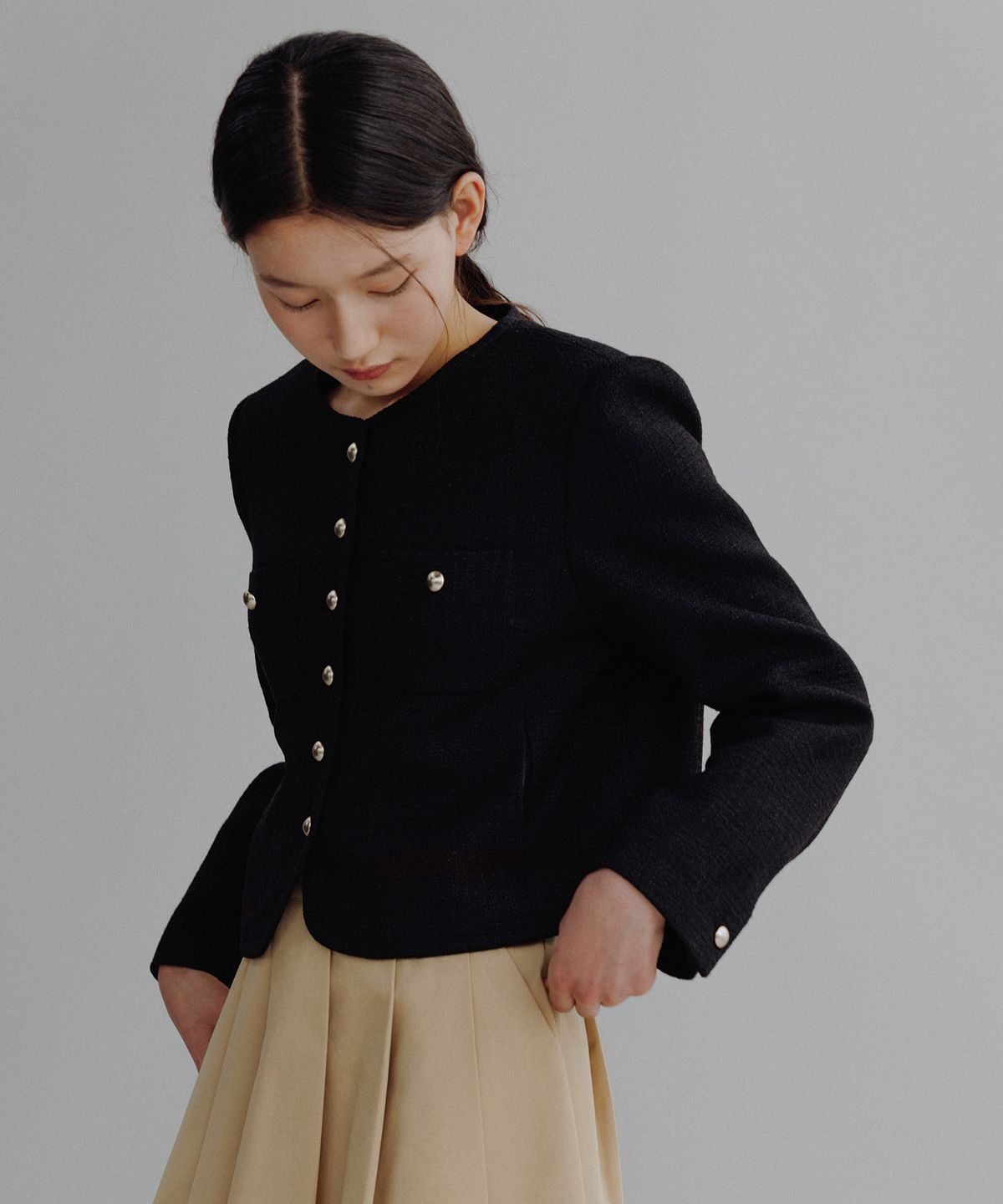 망고매니플리즈(MANGO MANY PLEASE) MOI TWEED JACKET_BLACK