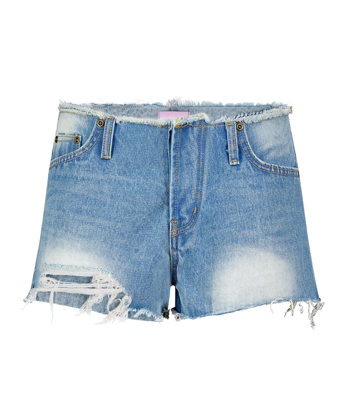 에즈이프 캘리(ASIF CALIE) LOW-RISE DESTROYED DENIM SHORTS BLUE