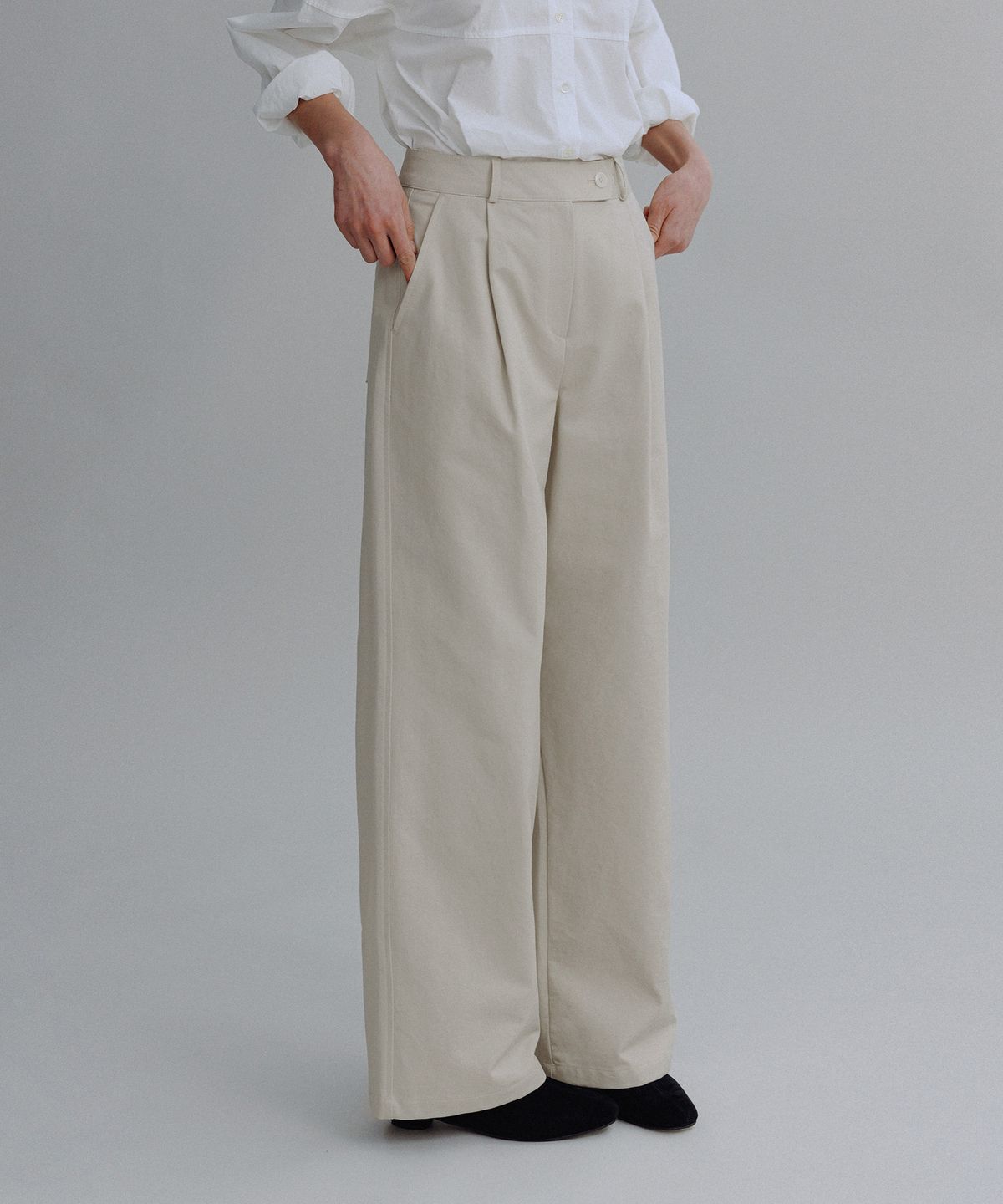망고매니플리즈(MANGO MANY PLEASE) PLAP COTTON PANTS_GREIGE
