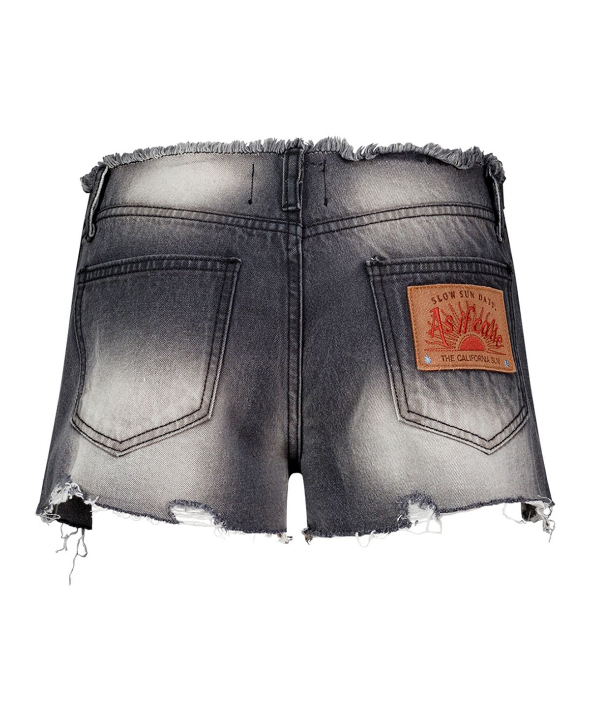 에즈이프 캘리(ASIF CALIE) LOW-RISE DESTROYED DENIM SHORTS BLACK