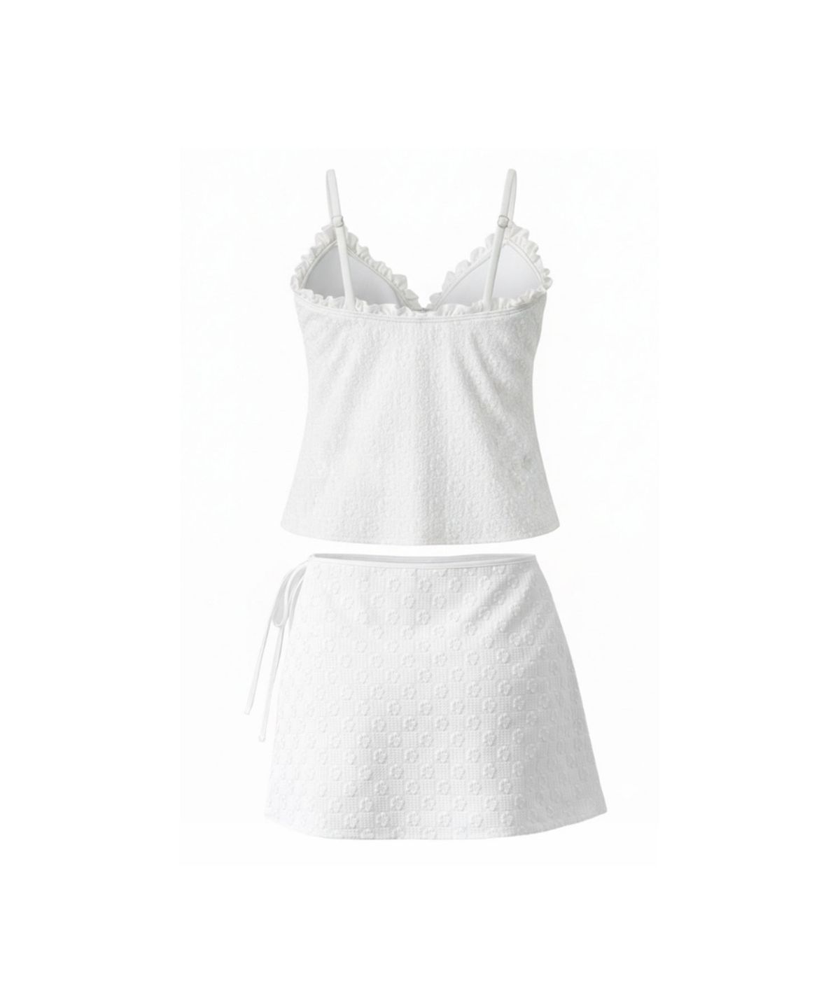 비키니밴더(VIKINI VENDER) 쥴리 리본타이 텍스쳐 비키니 스커트 Set 3pcs - White
