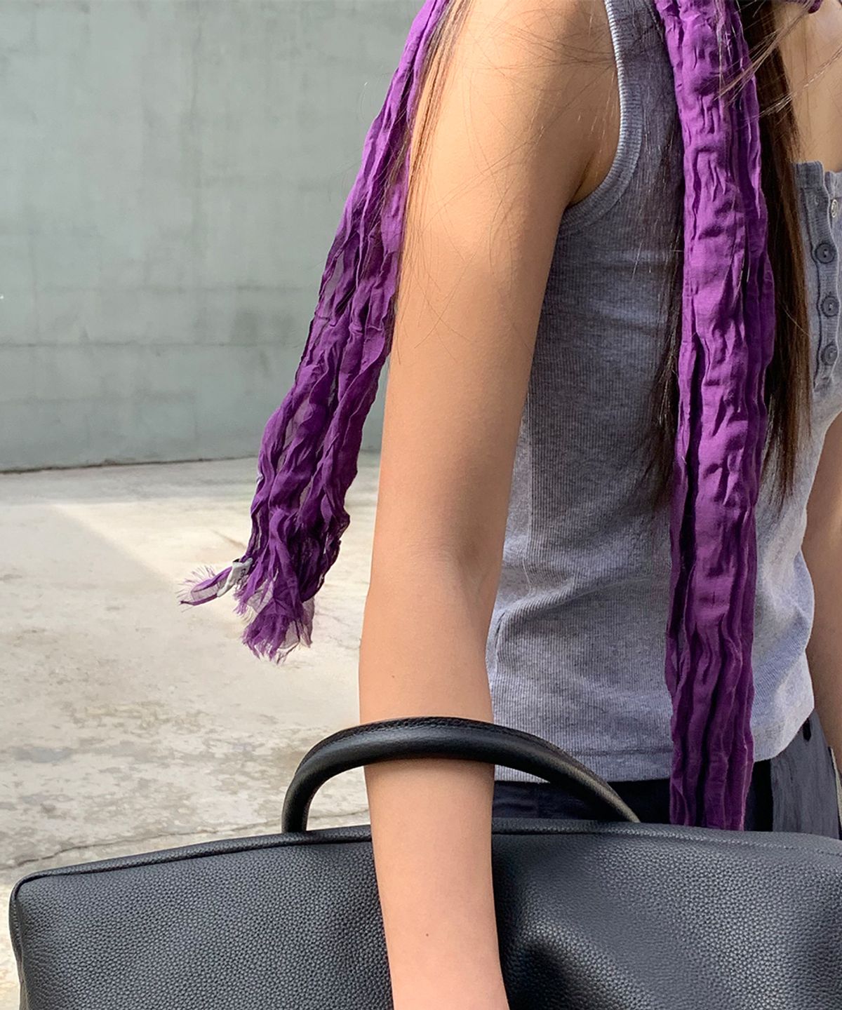 까르몽드(CARMONDE) Ripple Silk Scarf_Purple
